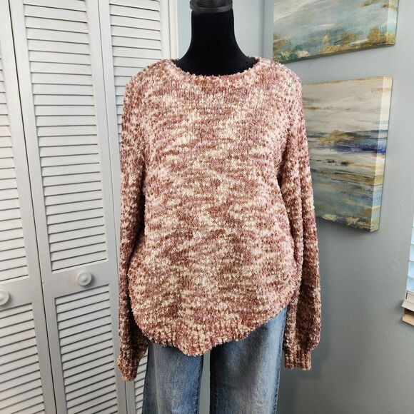 Nine West Sweater Open Knit Lightweight Textured Pullover Neutral Mix XL - Picture 1 of 8